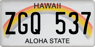 HI license plate ZGQ537