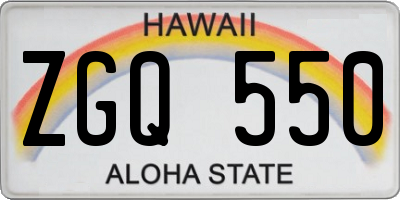HI license plate ZGQ550