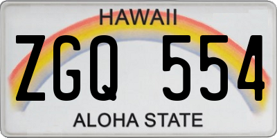HI license plate ZGQ554