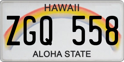 HI license plate ZGQ558