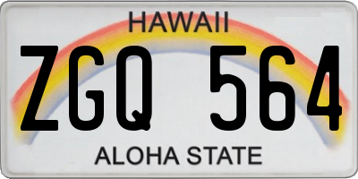 HI license plate ZGQ564