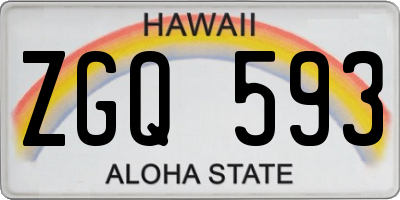 HI license plate ZGQ593