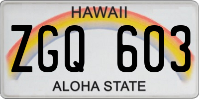 HI license plate ZGQ603