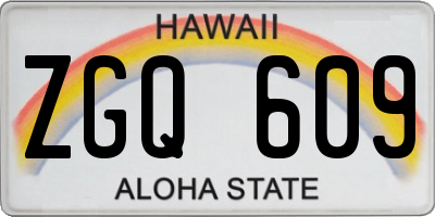 HI license plate ZGQ609
