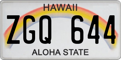 HI license plate ZGQ644