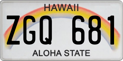 HI license plate ZGQ681