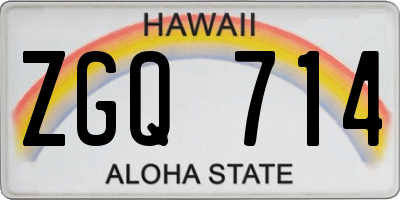HI license plate ZGQ714