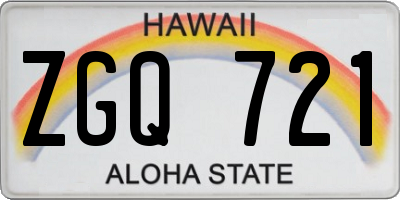 HI license plate ZGQ721
