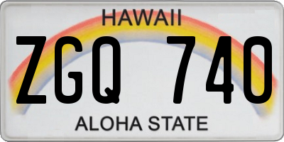 HI license plate ZGQ740
