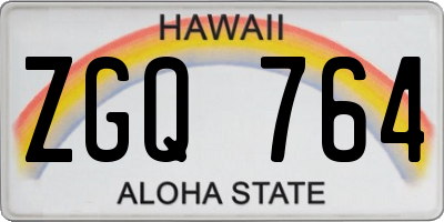 HI license plate ZGQ764