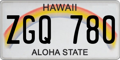 HI license plate ZGQ780