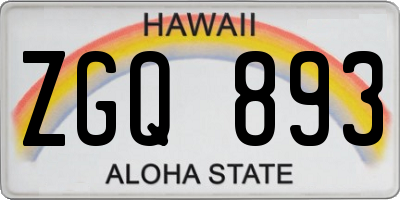 HI license plate ZGQ893