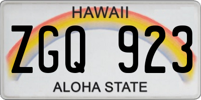 HI license plate ZGQ923