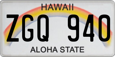 HI license plate ZGQ940