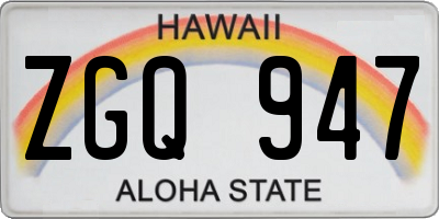 HI license plate ZGQ947