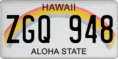 HI license plate ZGQ948