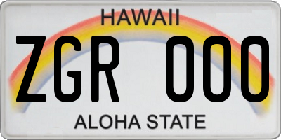 HI license plate ZGR000