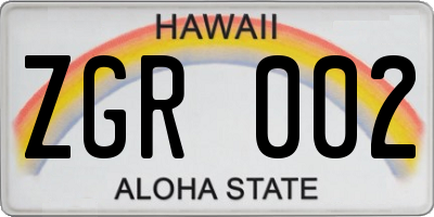 HI license plate ZGR002