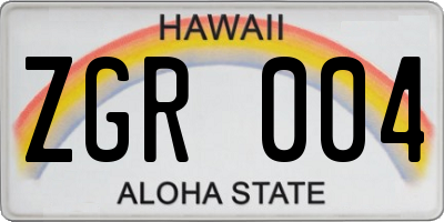 HI license plate ZGR004