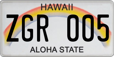 HI license plate ZGR005