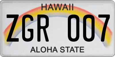 HI license plate ZGR007