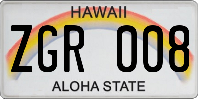 HI license plate ZGR008