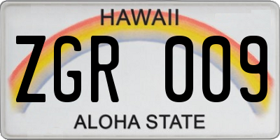 HI license plate ZGR009