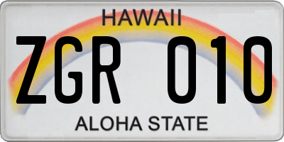 HI license plate ZGR010