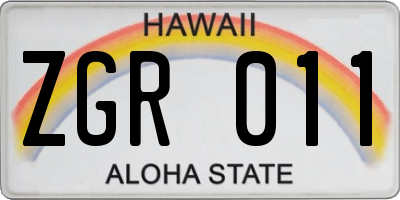 HI license plate ZGR011