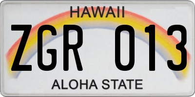 HI license plate ZGR013