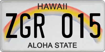 HI license plate ZGR015