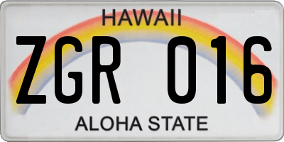 HI license plate ZGR016
