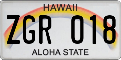 HI license plate ZGR018