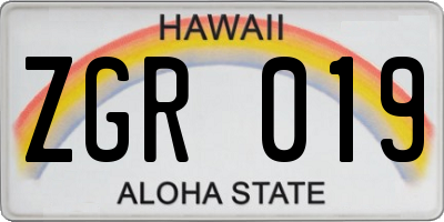 HI license plate ZGR019