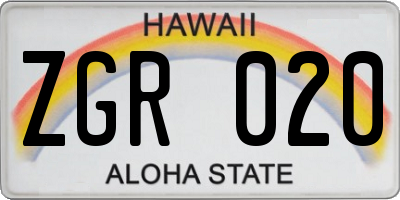 HI license plate ZGR020