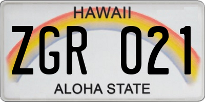 HI license plate ZGR021