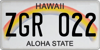 HI license plate ZGR022
