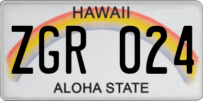 HI license plate ZGR024