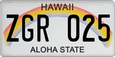 HI license plate ZGR025