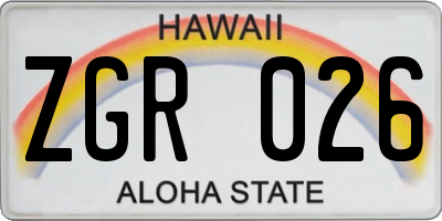 HI license plate ZGR026