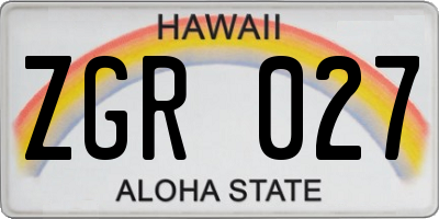 HI license plate ZGR027