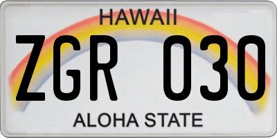 HI license plate ZGR030