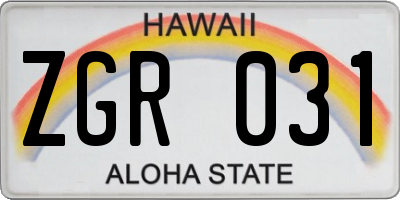 HI license plate ZGR031