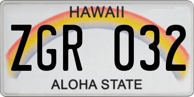 HI license plate ZGR032