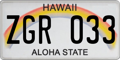 HI license plate ZGR033