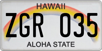 HI license plate ZGR035