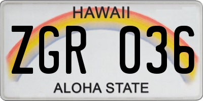 HI license plate ZGR036