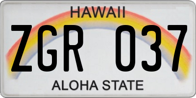 HI license plate ZGR037