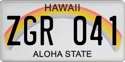 HI license plate ZGR041
