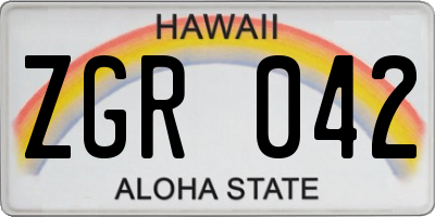 HI license plate ZGR042